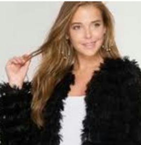 Long sleeve layered faux fur jacket